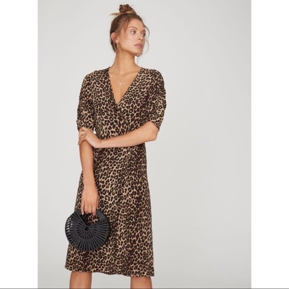 Faithfull The Brand Anne Marie Leopard Print Midi Dress